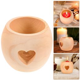 Candle Holders Wooden Heart Shaped Holder For Pillar Candles Stand Tealight Christmas Decorations Valentines Day Window