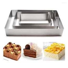 Baking Moulds 3pcs Stainless Steel Mousse Ring Rectangle Cake Mould 4/6/8INCH Fondant Cookie Cutters Bakeware Tools Kitchen