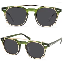 Sunglasses Frames Classic Retro Square Clips ON Dual-Use Polarized Women'S Men Glasses