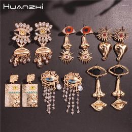 Dangle Earrings HUANZHI Lips Nose Evil Eyes For Women Crystal Long Drop Tassel Pearl Vintage Ethnic Chunky Exaggerated Irregular Je