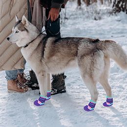 Dog Apparel Winter Warm Fleeces Boots 2-Piece Set Windproof Anti-Stuffy Themal Pet Shoes For Outdoor