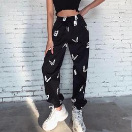 Women's Pants 2024 Ladies Bowknot Printed High Waist Loose Trendy Sports Casual Black Y2k Plus Size Clothes