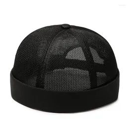 Berets Summer Brimless Melon Skin Hat Hip-hop Men Women Light Board Landlord Casual Fashion Outdoor Breathable For Adult