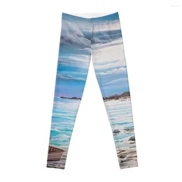 Active Pants Row Boat And Lighthouse Ocean Scene Original Painting By Vicki Alder Leggings For Fitness Sport Legging Womens