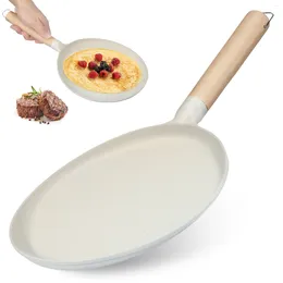 Pans 9.2in Crepe Pan With Wood Handle Nonstick Maker For Stove Top Lightweight Pancake Flat Reusable Cast Iron