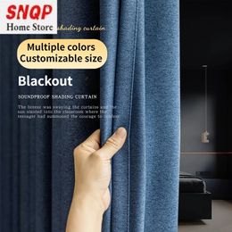 Curtain High Blackout Curtain s for Living Room Luxury Bedroom Thickened Cotton Linen el CustomFashion Simple Double-sided Window Door 240118