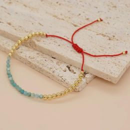 Link Bracelets Go2boho Crystal Bead Semi-precious Stone 18k Gold Plated Beads Stack Chain Bohemian Handmade Jewellery For Women Gifts