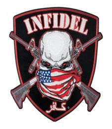 American Infidel Skull and Shield Patch Patriotic Motorcycle Biker Club Iron on Embroidered Patch 11251225 INCH Ship7225694