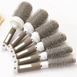 6 Size Grey Round Hair Comb Hair Brush Nano Hairbrush Thermal Barrel Comb Hairdressing Hair Salon Styling Drying Curling 240117