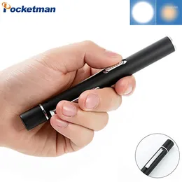 Flashlights Torches Pen Light Flashlight USB Rechargeable Small Bright Penlight Medical LED Mini Torch Pocket With Clip