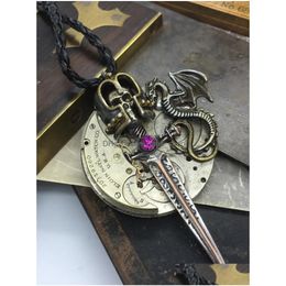 Pendant Necklaces Creative Design Mechanical Insect Crab Dragon Shaped Disc Necklace Mens Punk Chain Hip Hop Party Jewelry Drop Deliv Dhymz