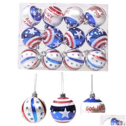 Party Decoration 12Pcs Memorial Day Ornaments Ball 4Th Of Jy Tree Decorations Independence Hanging Party Patriotic Drop Delivery Home Dhcf1