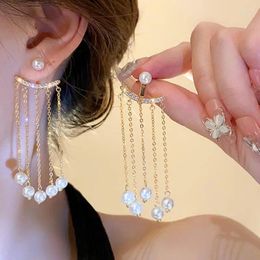 Dangle Earrings 2024 Fashion Trend Unique Design Elegant Delicate Zircon Long Tassel Pearl Women Jewelry Party Gifts Wholesale