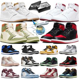 Jumpman 1 basketball shoes 1s low mens trainers women sneakers Black Phantom Olive Satin Bred Metallic Burgundy Gold Lucky Green Bred Patent outdoor sports