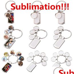 Party Favour New Party Favour Cross-Border Sublimation Blank Key Pendant Zinc Alloy Diy Creative Gift Metal European And American Keycha Dhard