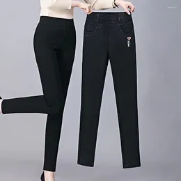 Women's Jeans Women Thick Slim Fit Fleece Lined Warm Fashion High Waist Skinny Stretch Casual Jeggings Winter Elastic Pencil Pants