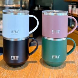 Mugs Custom 12oz 330ml Tyeso Mug Coffee Cup With Handle Thermal Bottle Creative Thermos Tumbler For Men And Women Office Tea