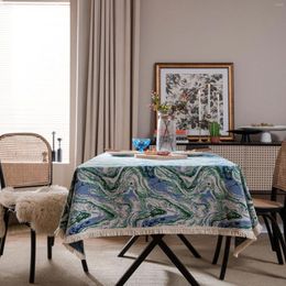 Table Cloth Floral Jacquard Bohemian Thick Tablecloth R5D1738