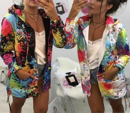 Women Winter Warm Coat Outerwear Coats Jackets Fashion Tie dyeing Print Outwear Sweatshirt Hooded Overcoat coats and jackets wom4778824