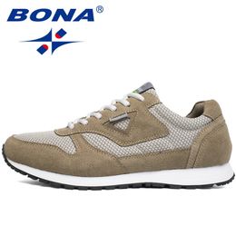 BONA Typical Style Men Running Shoes Lace Up Mesh Upper Sport Outdoor Activities Athletic Comfortable Sneakers 240130