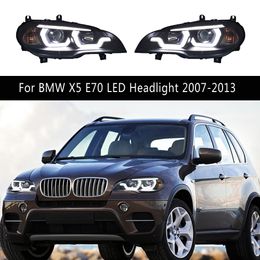 Car Head Lamp Assembly For BMW X5 E70 LED Headlight 07-13 DRL Daytime Running Light Streamer Turn Signal Indicator High Beam Angel Eye