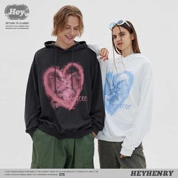 Men's Hoodies Sweatshirts Heyhenry American Ins Love Hooded Sweater Couples Casual Design Sense Small Number of Tops Boys and Girls Ruca