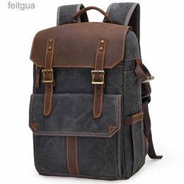 Camera bag accessories Waterproof SLR Backpack Large Capacity Wax Dyed Canvas Outdoor Photography Digital Padded Bag YQ240204