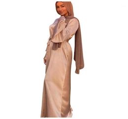 Casual Dresses Ramadan Muslim Fashion Satin Maxi For Women Hijab Dress Eid Abaya Dubai Turkey Abayas Islam Caftan Robe Longue Femm1353725