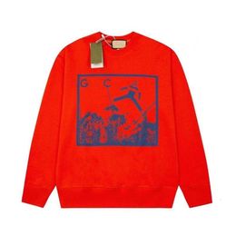 Fashion Hoodie Männer Designer Pullover Männer Frauen Rot Buchstabe Print Grafik Sweatshirt Casuale losen Farbe einfache Wind Runde Hals Baumwolle große Größe langes T -Shirt