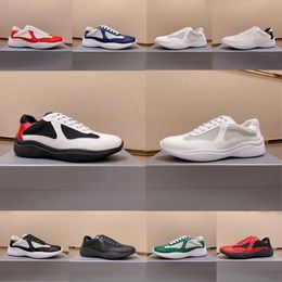 Designer Casual Sports Shoes prads Cup Low running Shoes Men Out Of Office Patent Leather Men's Sneaker black and white blue Trainers Wholesale Outdoor Trainer B22