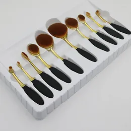 Makeup Brushes Ready-made Set Of 10 Toothbrushes And Rose Gold Single Foundation Brush