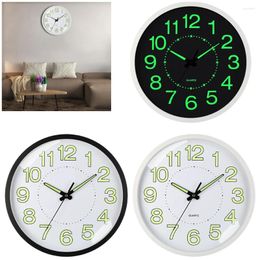 Wall Clocks 12inch Silent Quartz Clock Non-Ticking Illuminated Energy-Absorbing Numerals&Hands Time For Bedroom Living Room