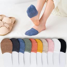 Women Socks 10 Pieces 5 Pairs Forefoot Half Foot Toe Summer Invisible Cover Female Breathable No Show Candy Colour