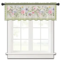 Curtain Plaid Pastoral Flowers Bedroom Voile Short Window Chiffon Curtains For Kitchen Home Decor Small Tulle Drapes