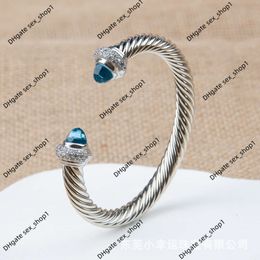 Designer Jewelry Bracelet Fashion Brand Davidss with Multiple Rows of Broken Diamonds and Zircon Popular Twisted Wire Opening 7mm