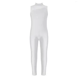 Stage Wear Kids Girl Sleeveless Diamond Ballet Dance Gymnastic Leotard Full Body Jumpsuit Unisex One Piece Unitard Bodysuit Dancing Skating