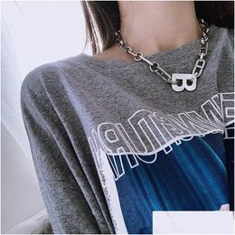 Pendant Necklaces Hip Titanium Steel Stainless Necklace 18 K Gold Plating Letter Thick Chain Woman Man Gift Fashion Accessory Drop De Dht4V