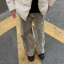 Men's Jeans Mens Jeans Leopard Print Retro Loose European and American Style Hip-hop Street Fashion Harajuku Y2k Wide Leg Pants for Men H1A8