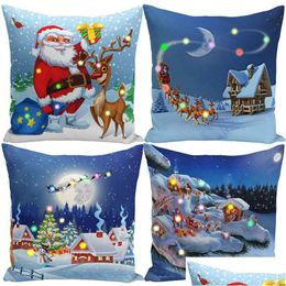 Pillow Case Christmas Led Pillow Case 45X45Cm P Home Sofa Throw Er Merry Motif Lighted Pillowcase Drop Delivery Home Garden Home Texti Dh3Wr