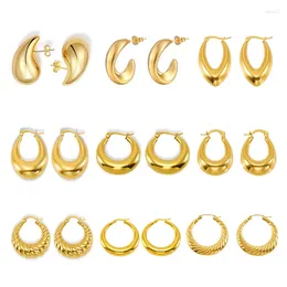 Stud Earrings Titanium Steel Hollow Vacuum Plated 18K Genuine Gold Stainless Women's Light Minimalist Korean