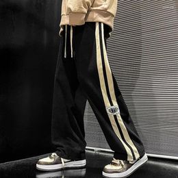 Men's Pants Men Striped High Waist Pant Fashion Hip Hop Drawstring Straight Trousers Loose Casual Sports Outdoor Running Spring
