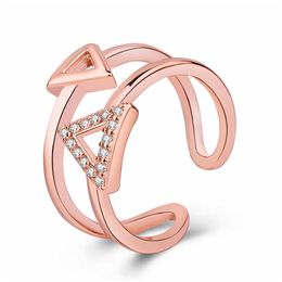 Band Rings Rose Gold Sier Triangles Rings For Women Minimalist Jewelry Color Geometry Openwork Triangle Finger Party Gift Drop Delive Dhv8I