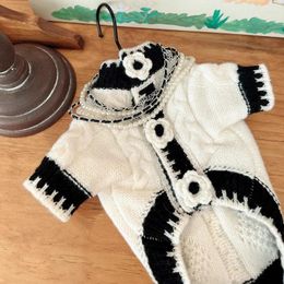 Dog Apparel Cardigan Sweater Clothes Autumn And Winter Flower Knitted Coat Schnauzer Maltese Teddy Small