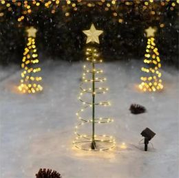 Christmas Tree LED Decoration Solar String Lights Lawn Star Warm Decorations Garden Welcome 2022 New Year LL