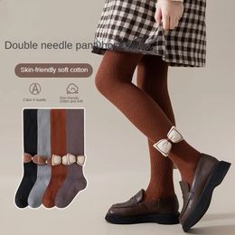 Girls Pantyhose Classic Vertical Stripes Spring Autumn Thin Leggings with Feet Outside Wear Foreign Pantyhose Girl Knee Socks 240129