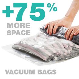 Storage Bags Clothes Compression Hand Rolling Clothing Plastic Vacuum Packing Sacks Travel Space Saver For Luggage