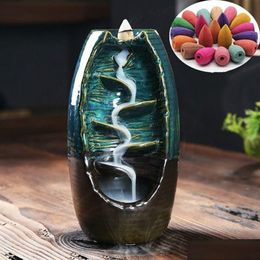 Fragrance Lamps Backward Incense Burner Stone Glazed Y Living Room Decorations Aromatherapy Diffusers Ornament Home Drop Delivery Home Dh2Kl