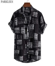 Funky Black Hawaiian Aloha Shirt For Men 2021 Summer Short Sleeve Casual Button Down Beach Shirts Mens Party Vacation Clothing Men8381758