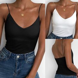 Women's Tanks Summer Camisole Slim Vest Sexy Women Sleeveless V-Neck Tee Tank Tops Female Solid Black/White Korean Crop