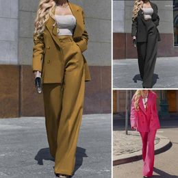 Women's Two Piece Pants Women Formal Suit Business Style Coat Set With Lapel Long Sleeve High Waist Office Lady